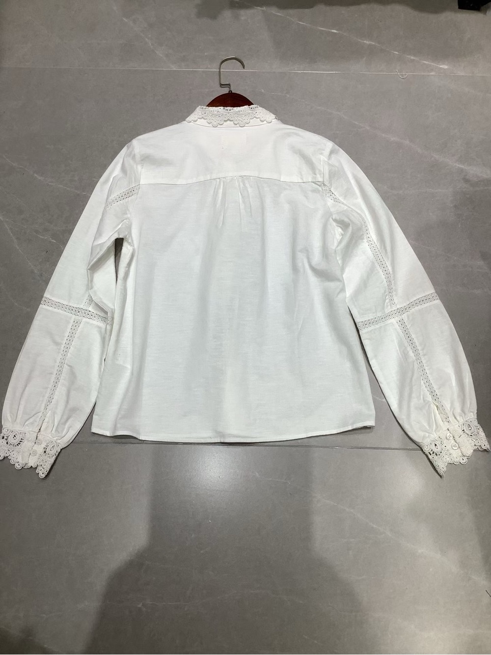 SEZANE CHLO SHIRT Lace-Trim Ruffled Blouse, S M L - Picture 6 of 12